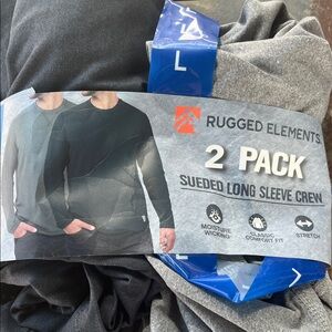 Rugged Elements Men's Gray and Black Long Sleeve Crew Shirt 2-Pack nwt large
